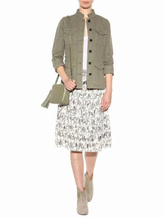 Tory Burch White Floral Tiered Pleated Midi Skirt Size 2 - Picture 5 of 14